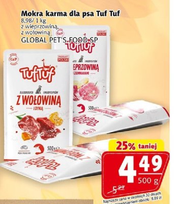 Mokra karma dla psa Tuf Tuf z wieprzowiną, z wołowiną GLOBAL PET'S FOOD SP promocja w Prim Market