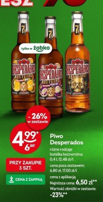 Piwo Desperados różne rodzaje butelka bezzwrotna promocja w Żabka