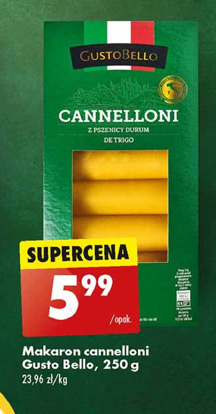 Makaron cannelloni Gustobello promocja w Biedronka