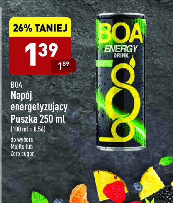 Napój energetyczny zero sugar Boa energy drink promocja