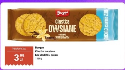 Ciastka owsiane o smaku waniliowym bez dodatku cukru Bergen promocja w Dino