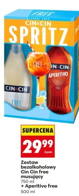 Zestaw bezalkoholowy Cin Cin free musujący + Aperitivo free promocja w Biedronka