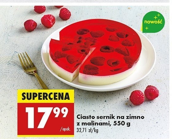 Ciastko sernik na zimno z malinami promocja w Biedronka
