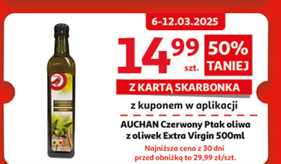 Oliwa z oliwek extra virgin Auchan promocja