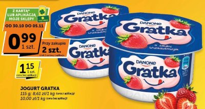 Jogurt Gratka o smaku truskawkowym promocja w ABC