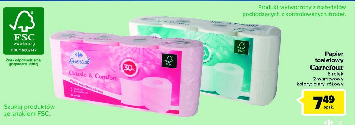 Papier toaletowy bia艂y Carrefour promocja