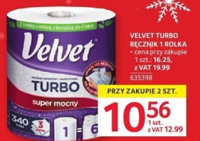 Velvet Turbo ręcznik 1 rolka promocja w Selgros