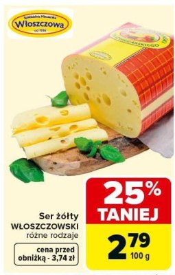 Ser żółty WŁOSZCZOWSKI różne rodzaje promocja w Carrefour