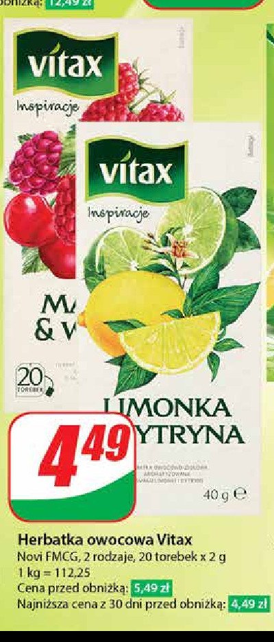 Herbata limonka & cytryna Vitax promocja