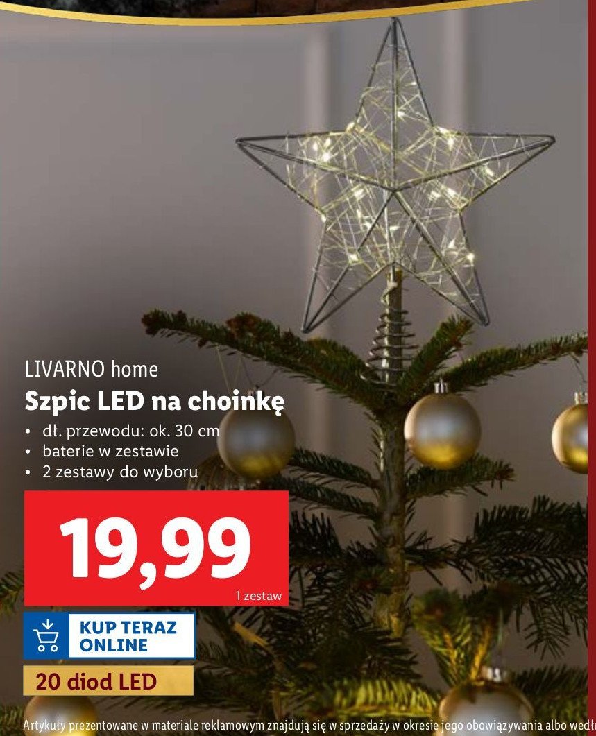 Szpic led na choinkę LIVARNO HOME promocja