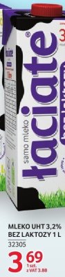 Mleko UHT Łaciate 3,2% bez laktozy 1L promocja w Selgros
