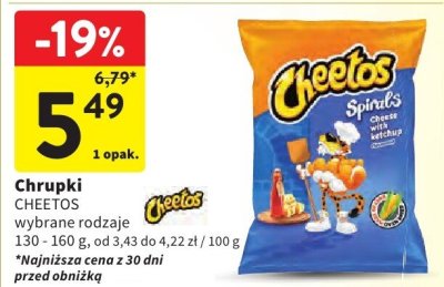 Chrupki CHEETOS wybrane rodzaje promocja w Intermarche