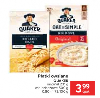 P艂atki owsiane Quaker oats promocja
