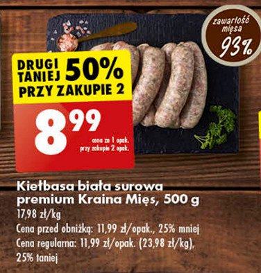 Kiełbasa biała surowa Kraina mięsa promocja