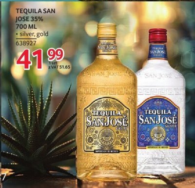 Tequila San Jose 35% 700 ml silver, gold promocja w Selgros