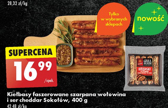 Kiełbasa faszerowana szarpana wołowiną Sokołów grill house promocja