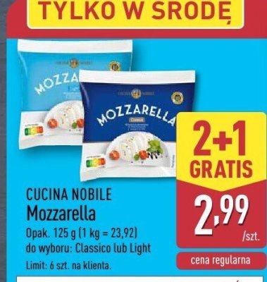 Ser mozzarella CUCINA NOBILE promocja w Aldi