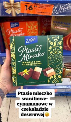 Ptasie Mleczko waniliowo-cynamonowe w czekoladzie deserowej  promocja w Biedronka