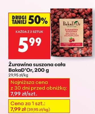 Żurawina suszona cała 200g promocja w Biedronka