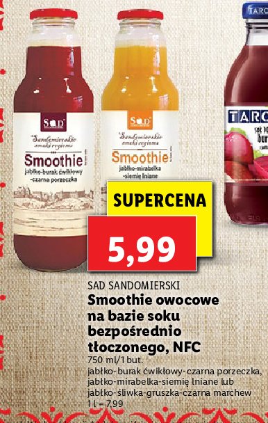 Smoothie jab艂ko-艣liwka-gruszka-czarna marchew Sad sandomierski promocja