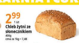 Chleb żytni ze słonecznikiem promocja w TOPAZ