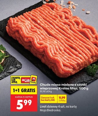 Chude mięso mielone z szynki wieprzowej Kraina Mięs 500g promocja w Biedronka