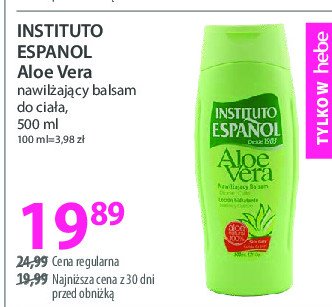 Balsam do ciała aloe vera Instituto espanol promocja w Hebe