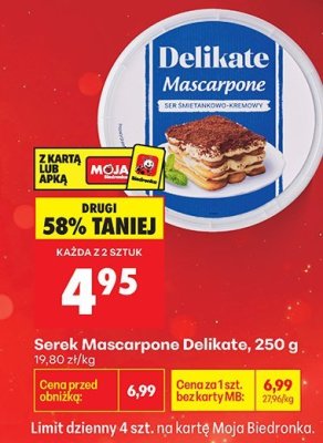 Serek Mascarpone Delikate promocja w Biedronka