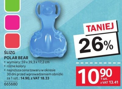 Ślizg Polar Bear rozmiary 59x30,3x12,2cm różne kolory promocja w Selgros