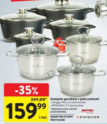 Komplet garnków z pokrywkami Zwigger Rocca 6 elementów promocja w Intermarche