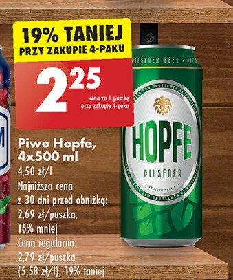 Piwo Hopfe pilsner promocja w Biedronka