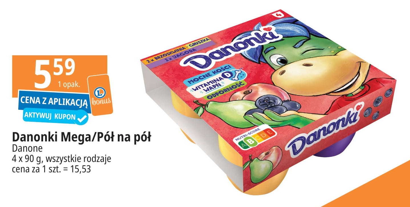 Serek brzoskwinia-gruszka-jagoda Danone danonki promocja w Leclerc