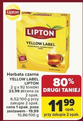 Herbata czarna YELLOW LABEL LIPTON promocja w Carrefour
