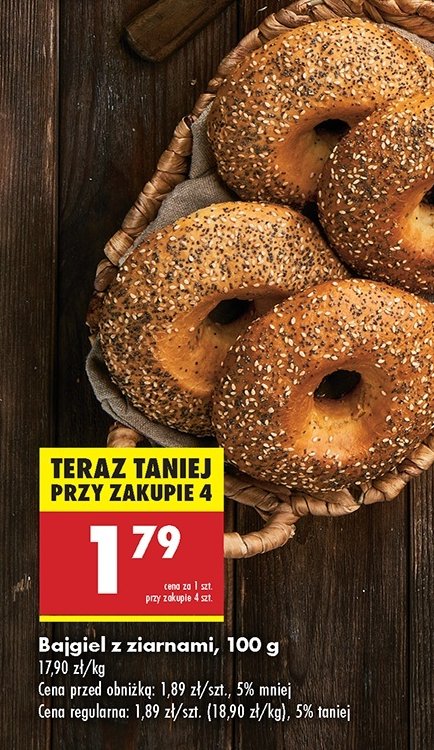 Bajgiel żytni z ziarnami promocja w Biedronka