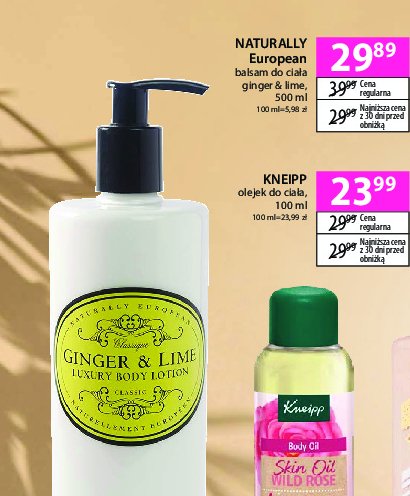 Balsam do ciała ginger & lime Naturally european promocja w Hebe