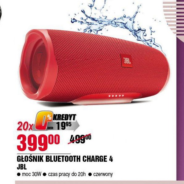 G艂o艣nik charge 4 czerwony Jbl promocja