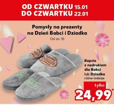 Kapcie z nadrukiem dla Babci lub Dziadka, różne rodzaje promocja w Kaufland
