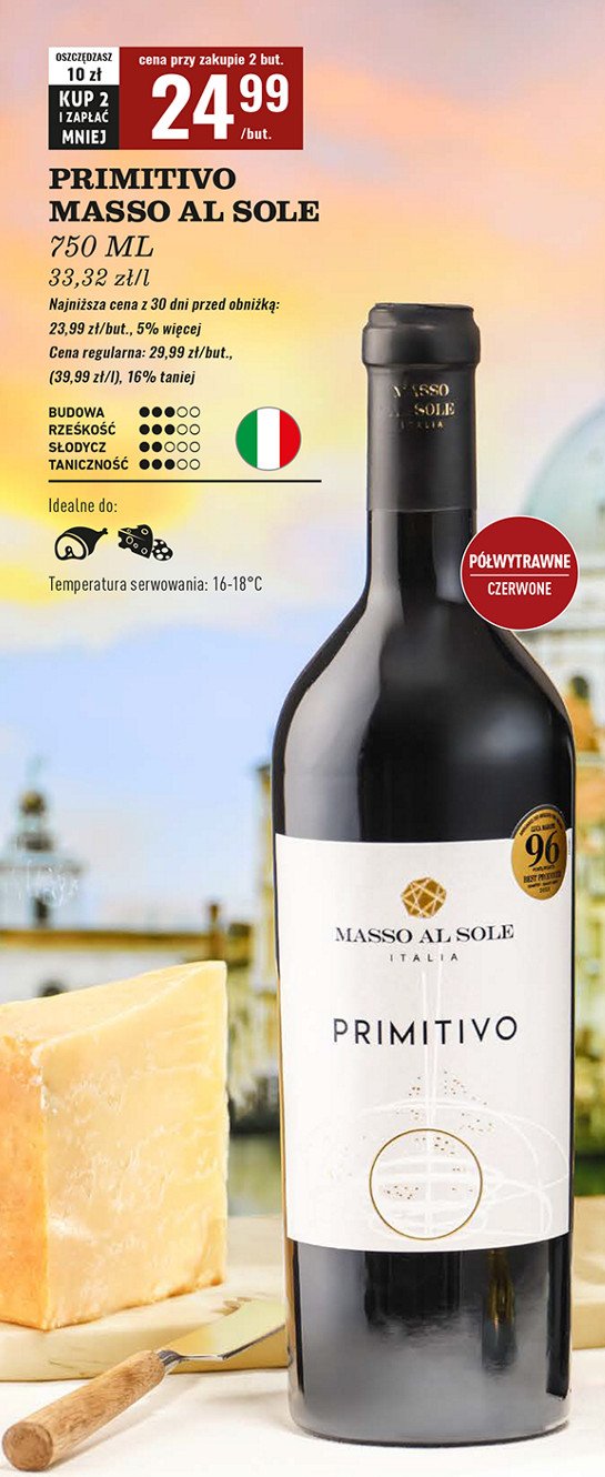 Wino MASSO AL SOLE PRIMITIVO promocja