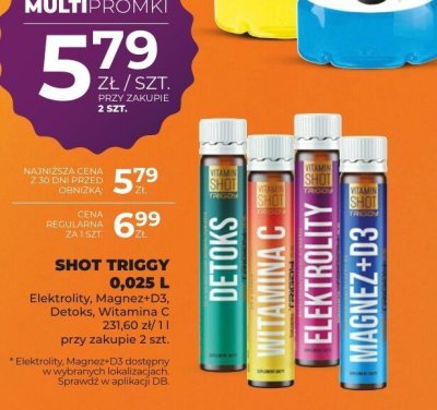 Shot Triggy 0,025 L Elektrolity, Magnez+D3, Detoks, Witamina C przy zakupie 2 szt. promocja w Duży Ben