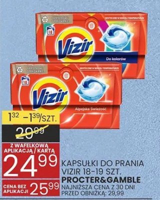 Kapsułki do prania VIZIR 18-19 szt. PROCTER&GAMBLE promocja w Wafelek