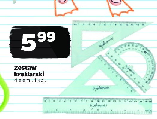 Zestaw geometryczny linijka + 2 ekierki + k膮tomierz St. majewski promocja