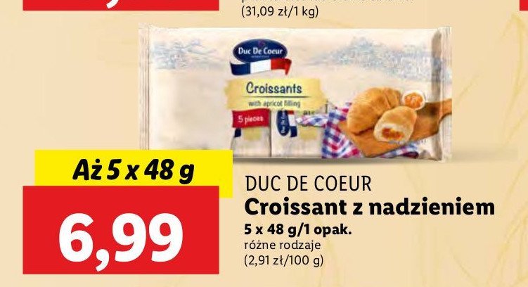 Croissant z nadzieniem Duc de coeur promocja