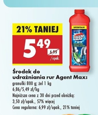 Udrażniacz do rur i syfonów granulki Agent max promocja