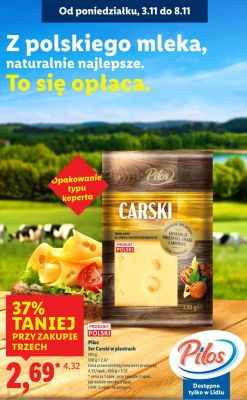 Ser Carski Pilos w plastrach promocja w Lidl