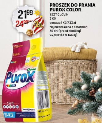 Proszek do prania Purox Color 1 SZT CLOVIN 3 KG promocja w Arhelan
