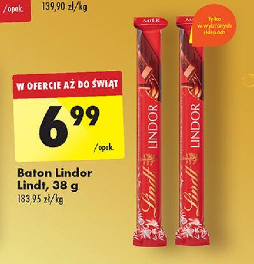 Batonik z mlecznej czekolady Lindt lindor promocja