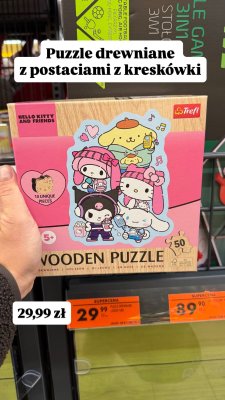 Puzzle drewniane Hello Kitty and Friends Trefl 50 elementów promocja w Biedronka