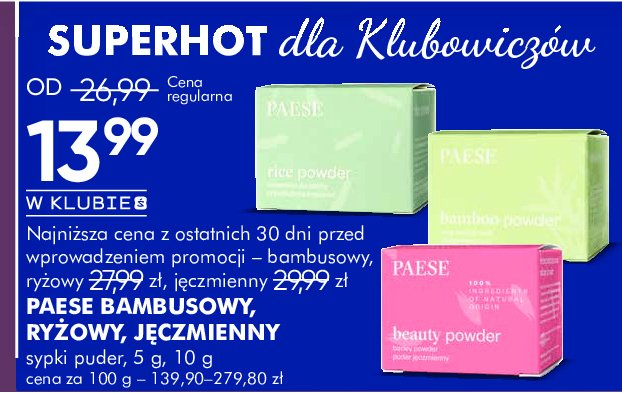 Puder bambusowy do twarzy Paese promocja w Super-Pharm