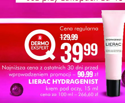 Krem pod oczy Lierac hydragenist promocja w Super-Pharm