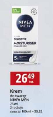 Krem do twarzy NIVEA MEN Sensitive Moisturiser promocja w Leclerc